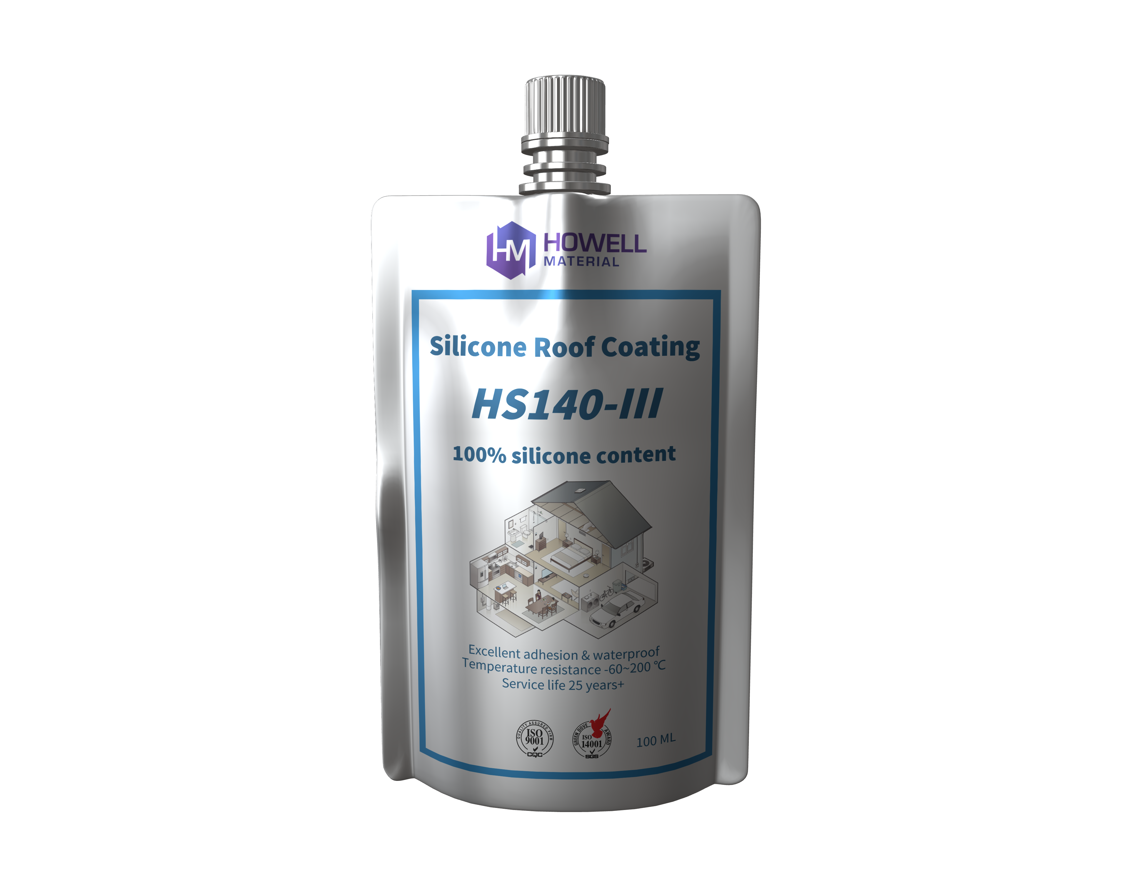 HS140-III高性能有机硅平屋顶涂层：弹性，防泄漏和抗衰老保护，用于持久的扁平屋顶修复