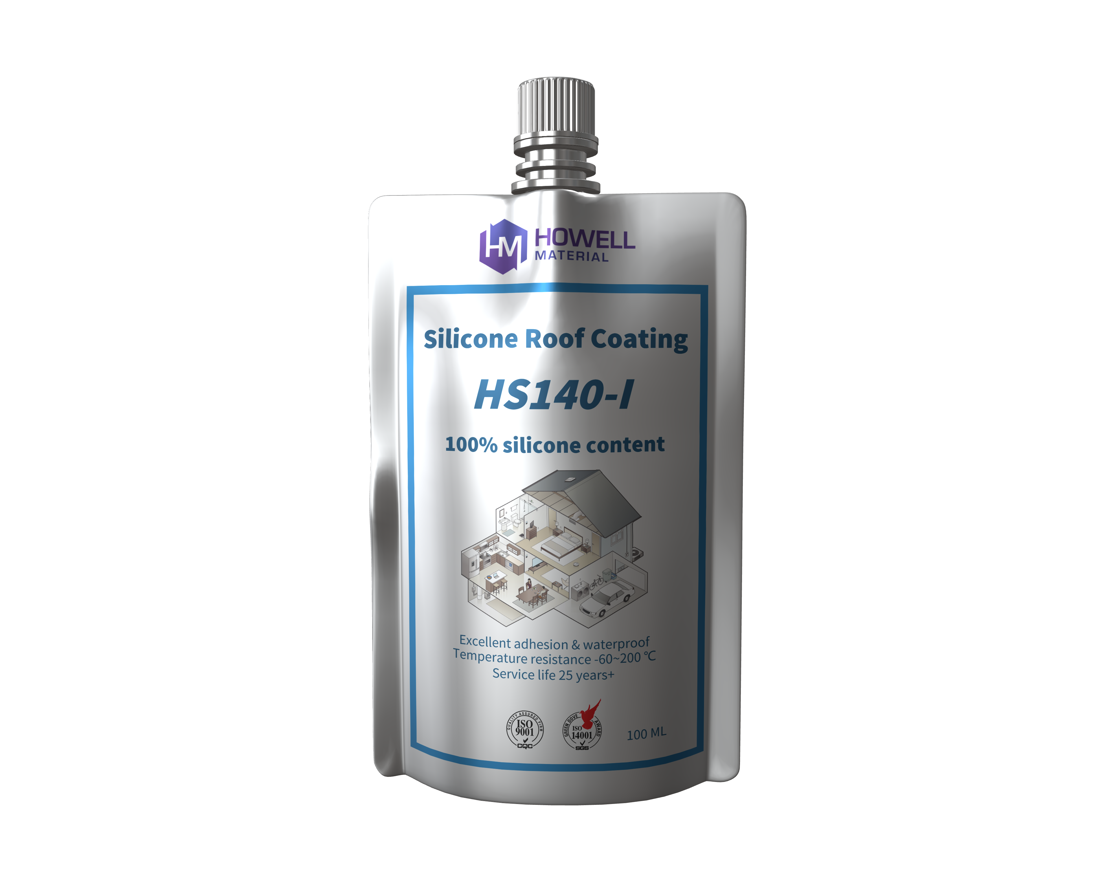 HS140-I最终100％硅屋顶涂层：防水，耐用，环保的防止水损害